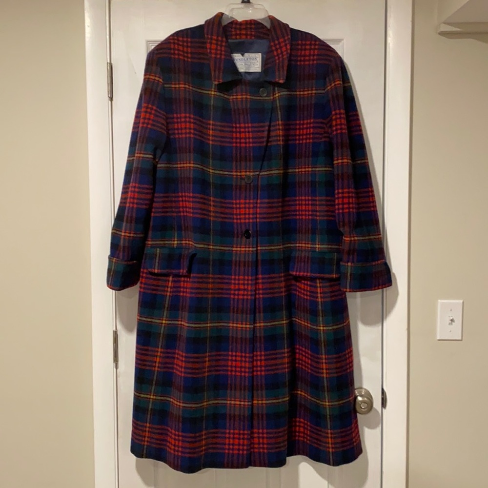 Vintage Pendleton Wool Tartan Plaid Long Coat